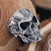 Handmade Sterling Silver Skull Ring. Biker Style Jewelry.