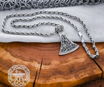 Mammen Style Viking Axe Pendant. Sterling Silver Norse Jewelry.