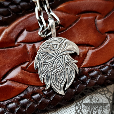 Handmade Sterling Silver Celtic Eagle Pendant. Intricate Knotwork Necklace.
