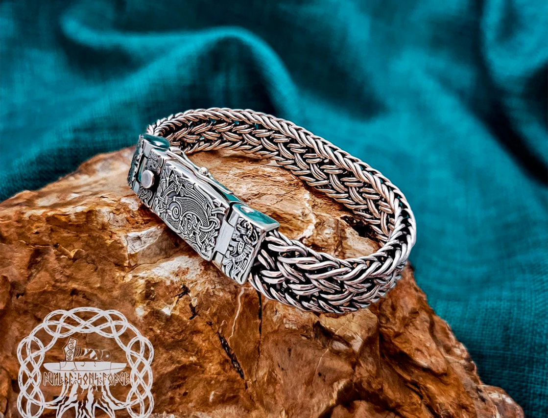 Mammen Style Viking Arm Ring. Handcrafted Sterling Silver Bracelet Inspired by Cammin Casket.
