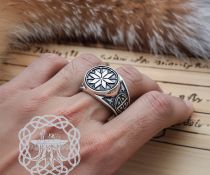 Handmade Sterling Silver Alatyr Ring. Slavic Pagan Jewelry.
