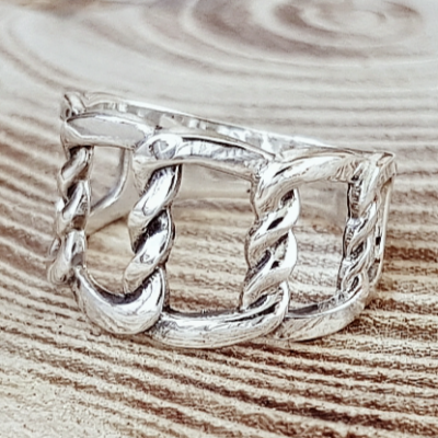 Handcrafted Sterling Silver Braided Ring. Viking Norse Jewelry.