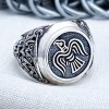 Sterling Silver Raven Banner Ring. Artisan Viking Jewelry.