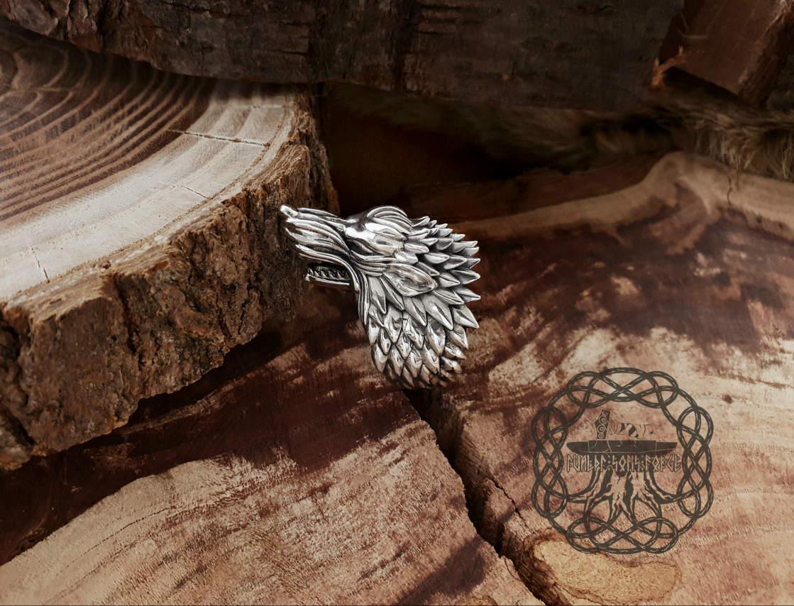 House Stark Direwolf Ring Sterling Silver Stark Ring Jon Snow Winterfell Ring Wolf Ring