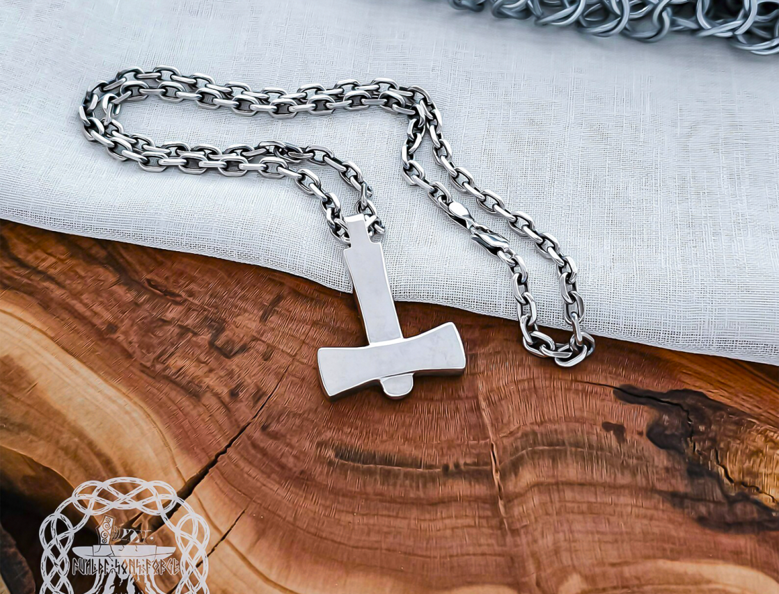 Handmade Mjolnir Pendant Replica from Uppland. Sterling Silver Thor hammer necklace.