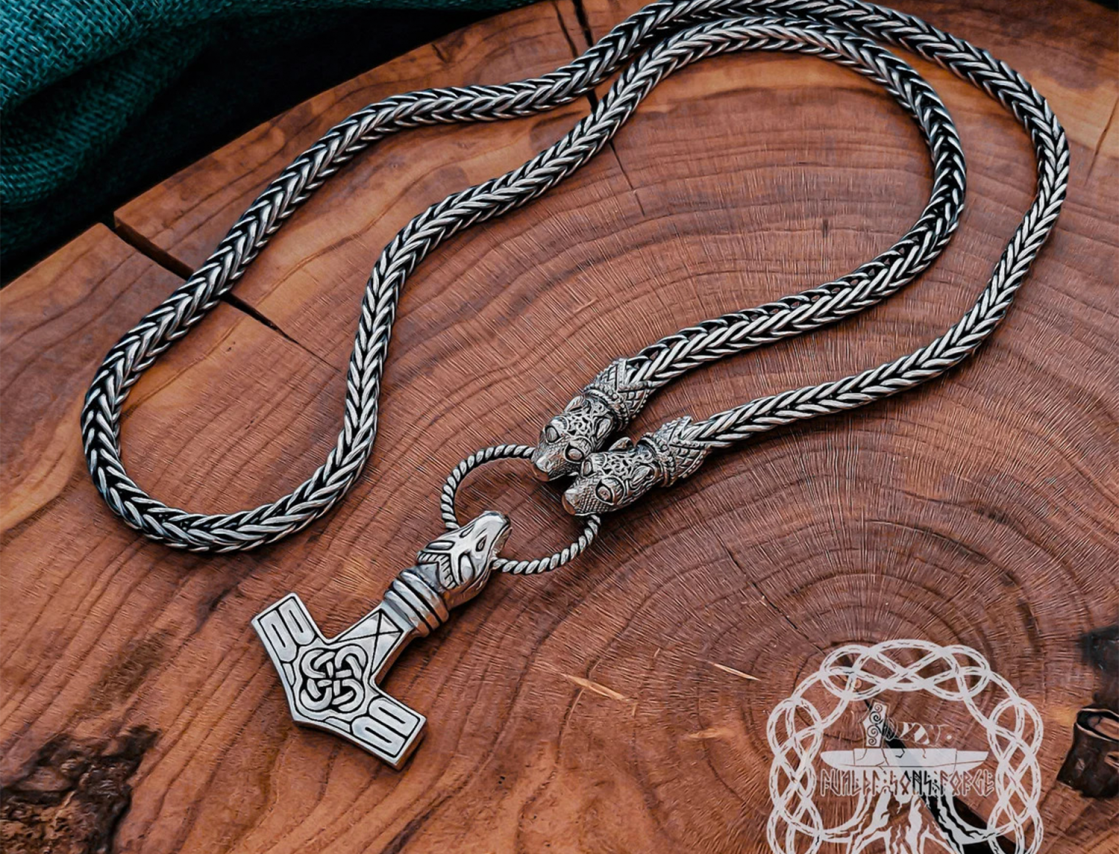 Handmade Thor hammer replica from Circa. Sterling silver Avian head mjolnir pendant. 