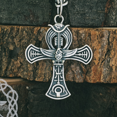 Handmade Sterling Silver Ankh Cross Pendant. Egyptian Jewelry Necklace.
