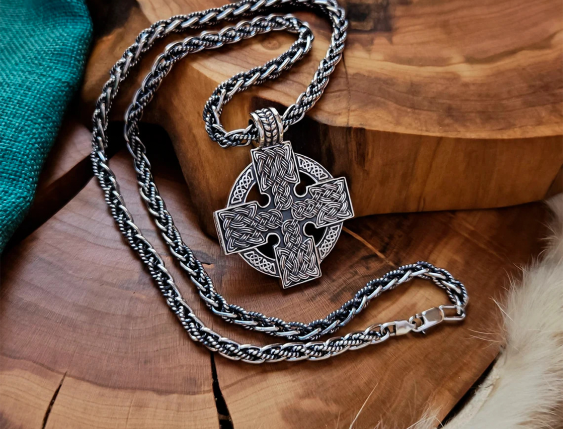 Sterling Silver Filigree Viking Chain. Handmade Norse Necklace.