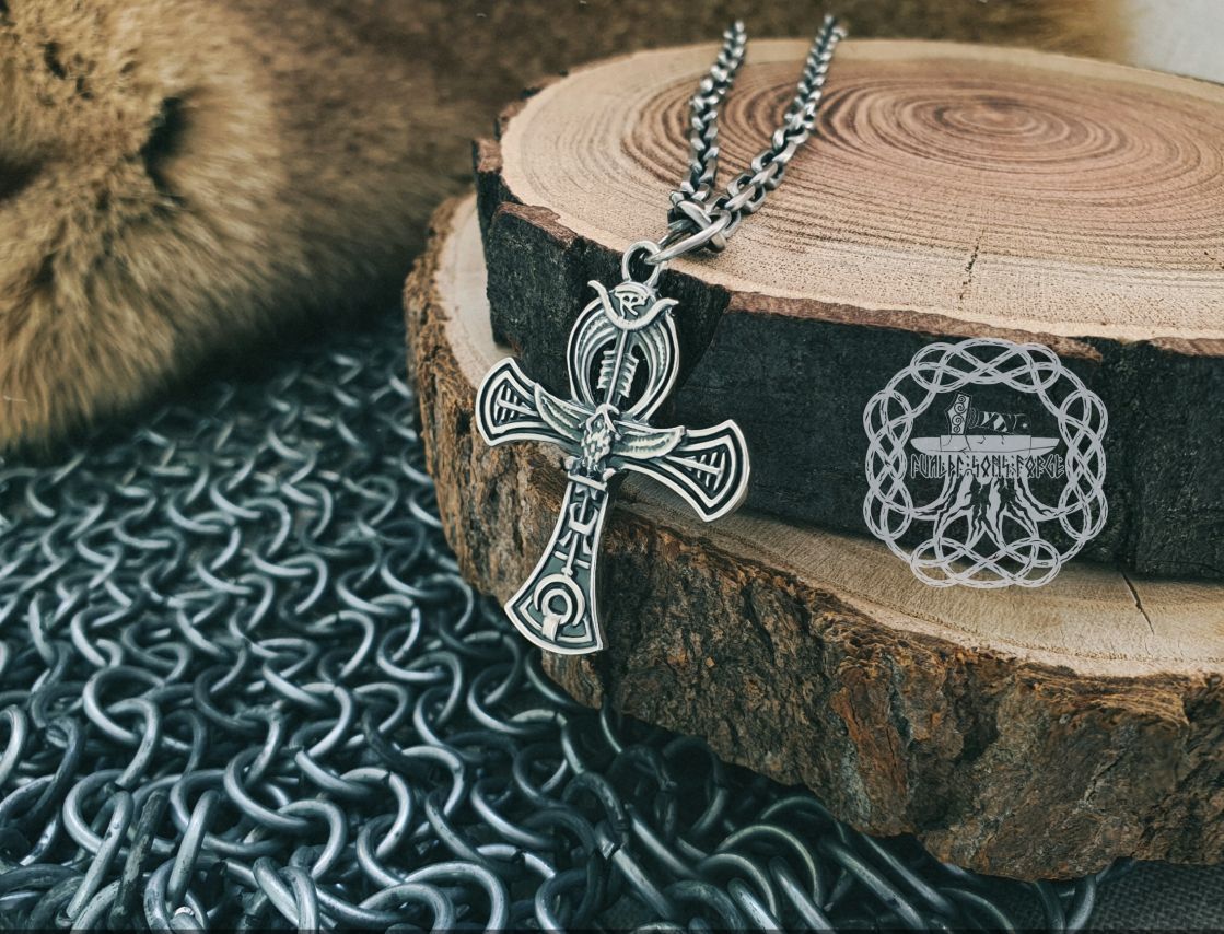 Handmade Sterling Silver Ankh Cross Pendant. Egyptian Jewelry Necklace.