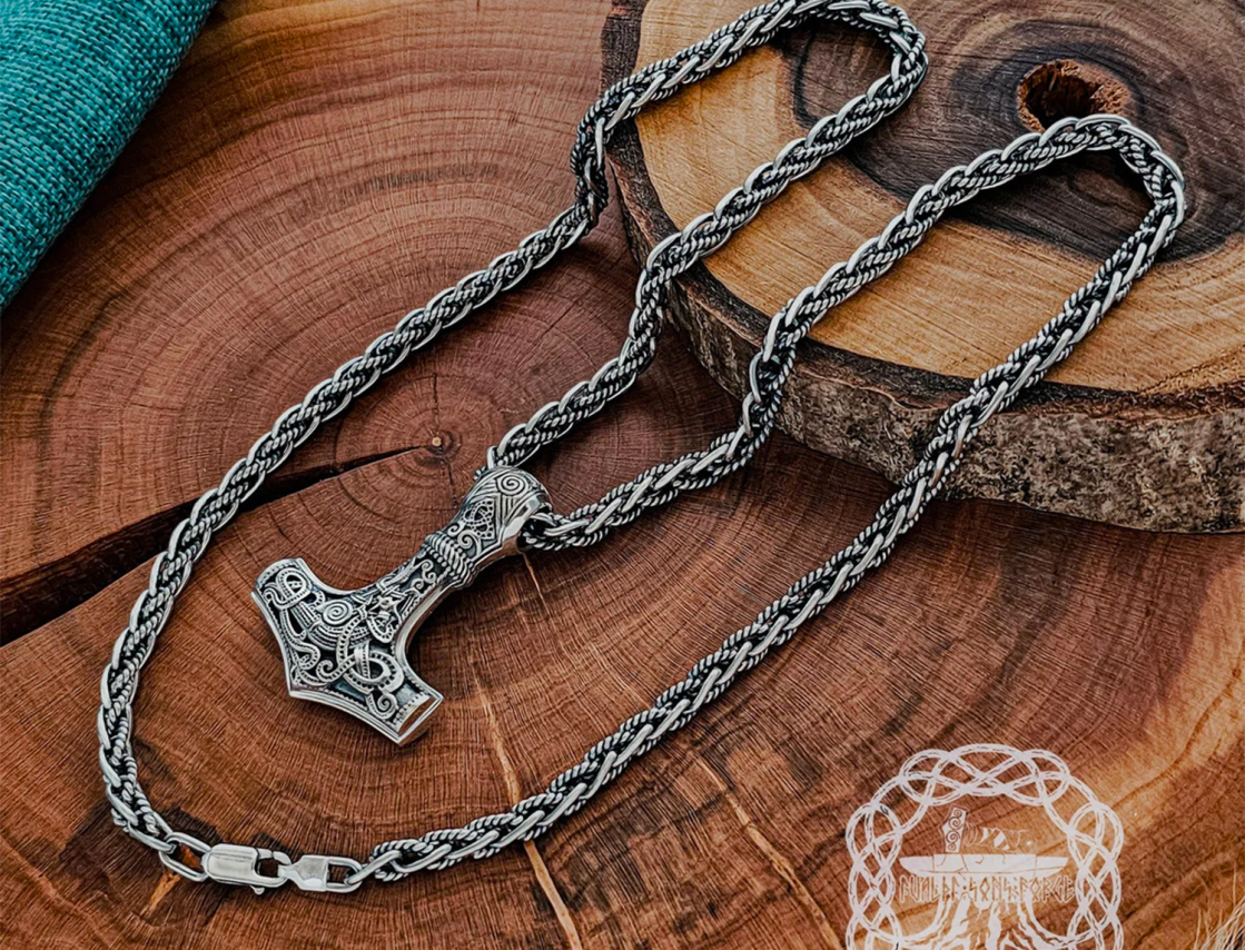 Sterling Silver Filigree Viking Chain. Handmade Norse Necklace.