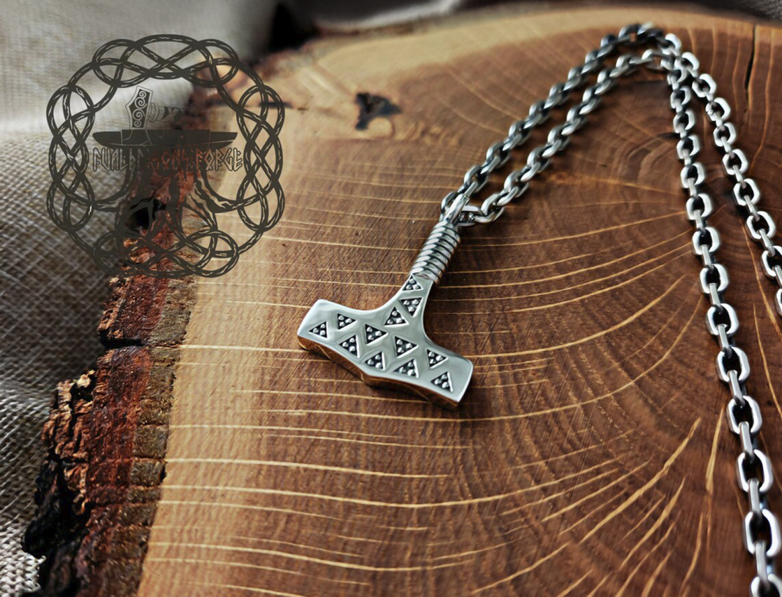 Viking Thor Hammer Replica from Vaalse on Falster. Sterling Silver Valse Mjolnir Pendant.