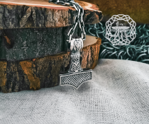 Viking Thor Hammer Necklace. Sterling Silver Mjolnir Pendant.