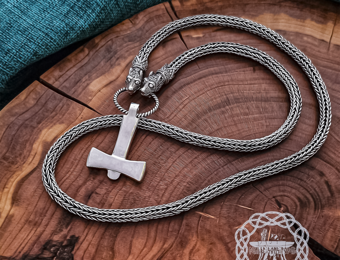 Handmade Mjolnir Pendant Replica from Uppland. Sterling Silver Thor hammer necklace.