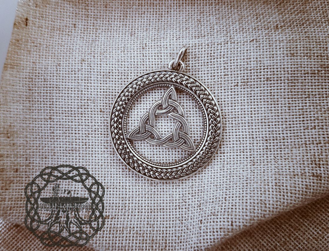 Handmade Sterling Silver Brigids Knot Pendant. Celtic Jewelry Necklace.
