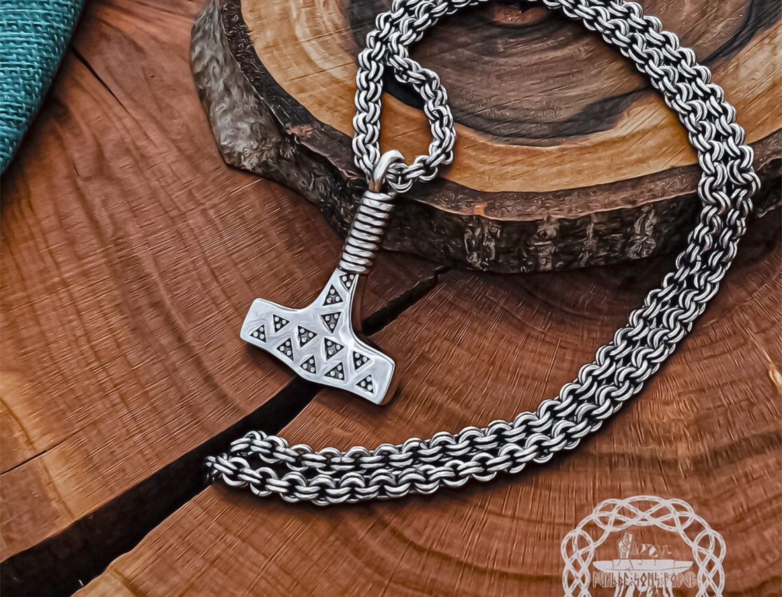Viking Thor Hammer Replica from Vaalse on Falster. Sterling Silver Valse Mjolnir Pendant.