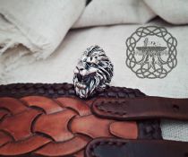 Handcrafted Sterling Silver Lion Ring. Biker Animal Jewelry.