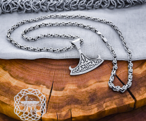 Sterling Silver Perun Replica Pendant. Norse Viking Axe Necklace.
