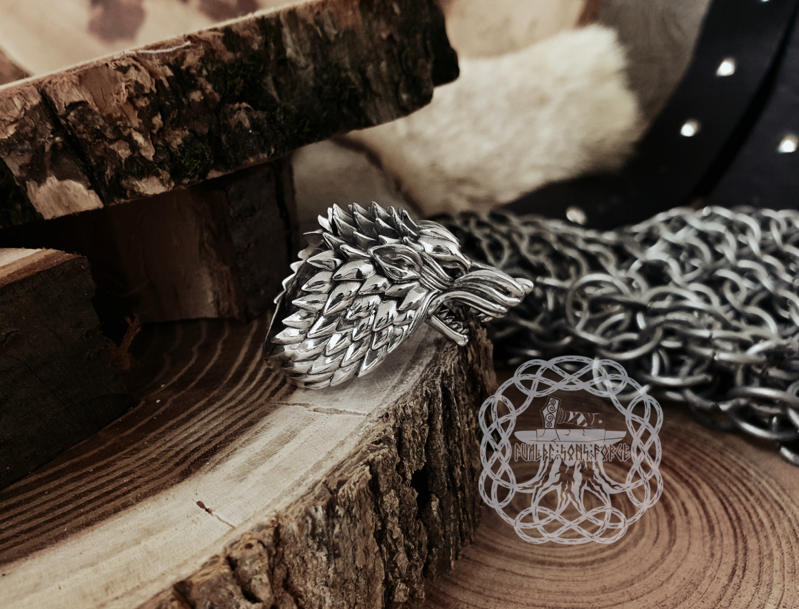 House Stark Direwolf Ring Sterling Silver Stark Ring Jon Snow Winterfell Ring Wolf Ring