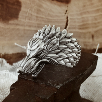 House Stark Direwolf Ring Sterling Silver Stark Ring Jon Snow Winterfell Ring Wolf Ring